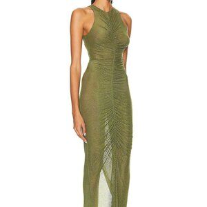 NEW NWT retrofete Marsann Dress in Military Green FWRD maxi sheer